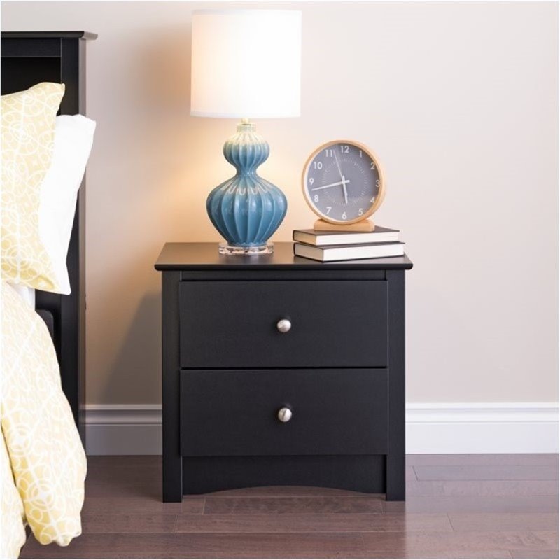 Bowery Hill 2 Drawer Nightstand in Black