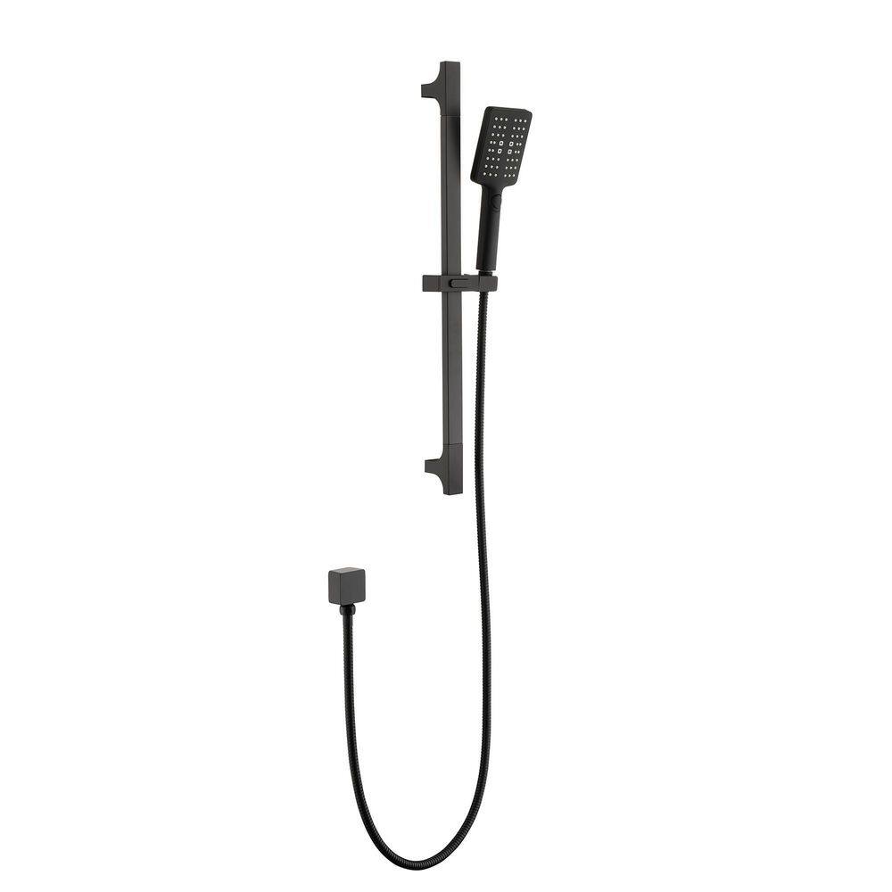 WELLFOR 3-Spray Multi-Function Wall Bar Shower Kit with Hand Shower in Matte Black WA3008MB