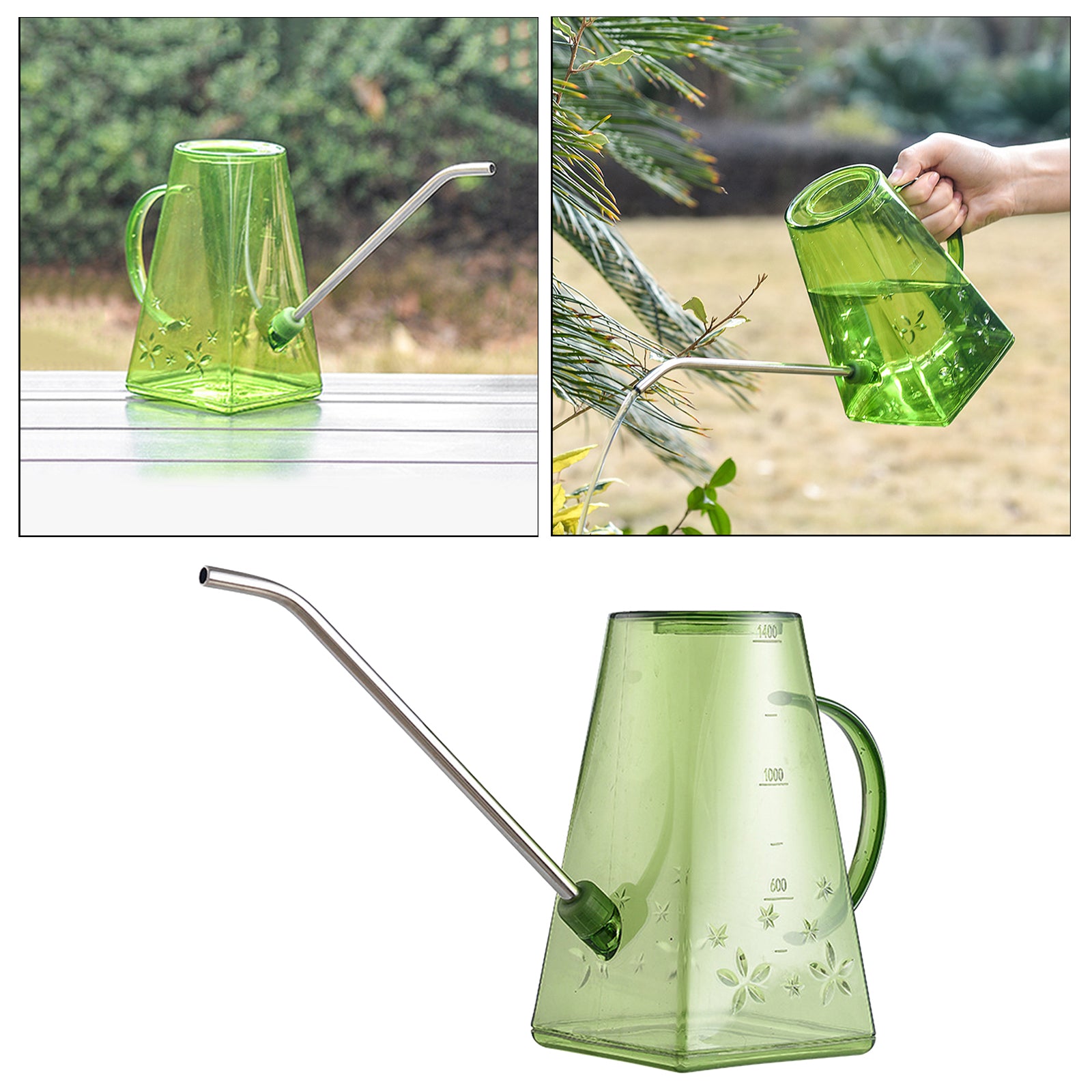 Watering Indoor Plants with Stainless Detachable Long Small 1.4L Small Watering Cans for Succulents/Houseplants/Gardening - Green