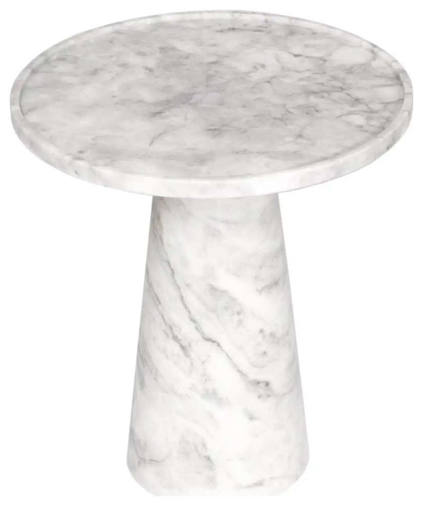 Natural Stone Mushroom Design Carrara White Side/End Table (H)21 quot(D)15 quot  Contemporary   Side Tables And End Tables   by MAYA USA INC  Houzz