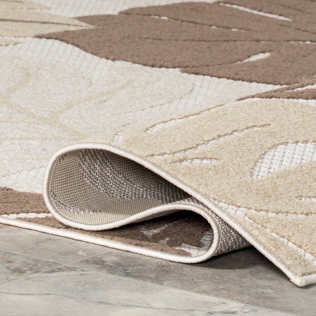 Nuloom Ryleigh Textured Leaves Indoor outdoor Area Rug Beige