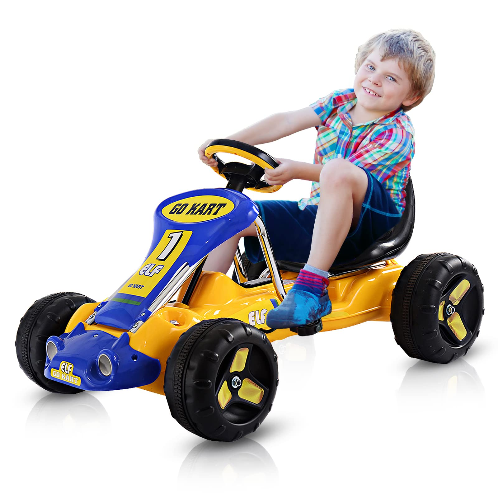 Costzon Go Kart for Kids, 4-Wheel Pedal Powered Car