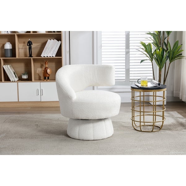 Mid Century 360 Degree Swivel Cuddle Barrel Accent Sofa Chairs， Round Armchairs with Wide Upholstered， Fluffy Fabric Chair