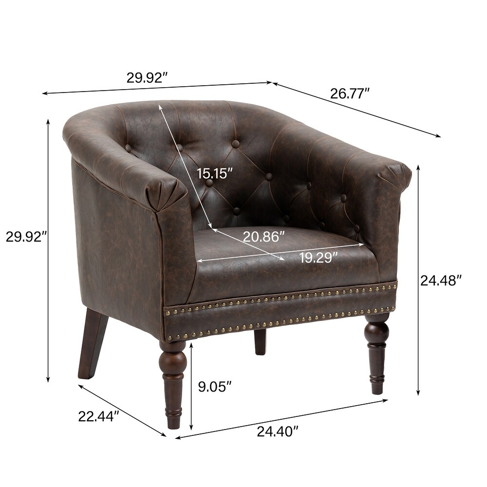 Contemporary PU Leather Tufted Barrel Accent Chair