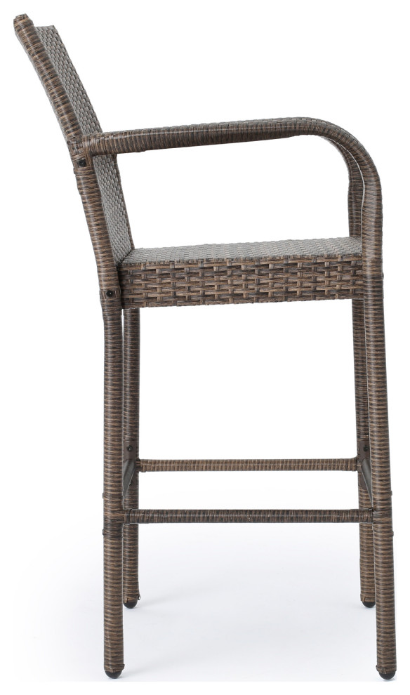 GDF Studio Conquista Outdoor Mix Mocha Wicker Barstool   Tropical   Outdoor Bar Stools And Counter Stools   by GDFStudio  Houzz