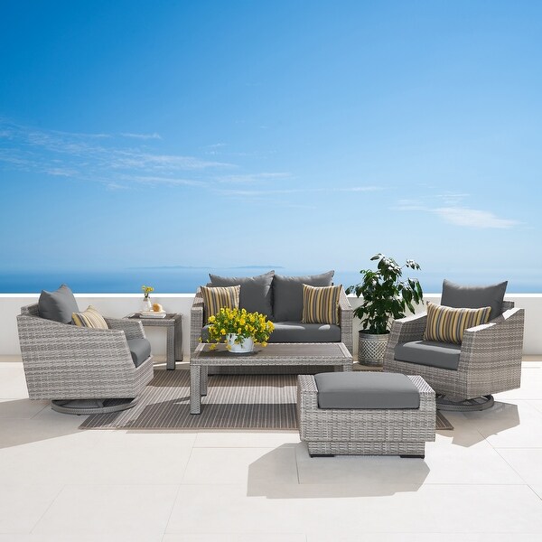 Cannes 6 Piece Sunbrella Outdoor Patio Love and Motion Club Seating Set