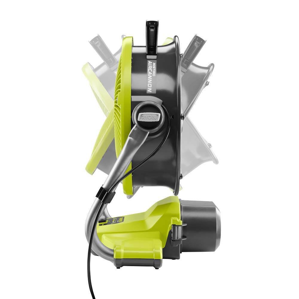 RYOBI ONE+ 18V Cordless Hybrid WHISPER SERIES 12 in. Misting Air Cannon Fan Kit with 4.0 Ah Battery and Charger PCL850K1