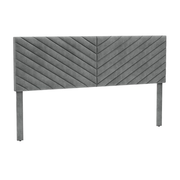 Crestwood Upholstered Chevron Pleated Queen Headboard， Gray - - 35386741