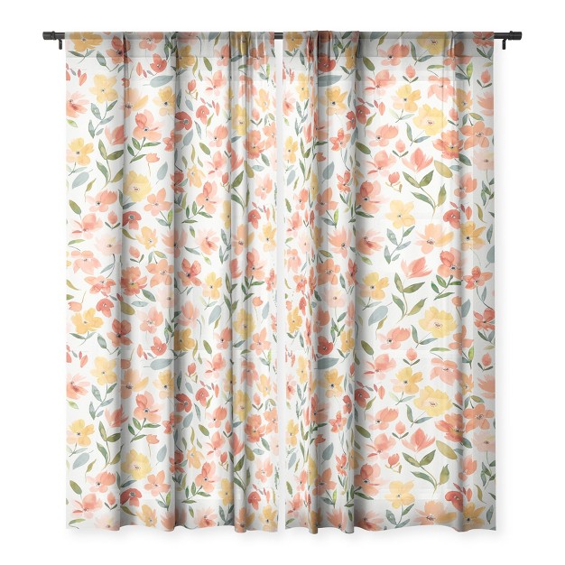 Ninola Design Countryside Fresh Flowers Single Panel Sheer Window Curtain Deny Designs