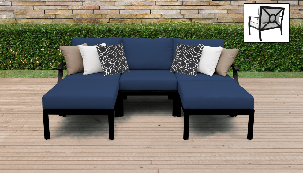 kathy ireland Madison Ave. 5 Piece Aluminum Patio Furniture Set 05e   Contemporary   Outdoor Sofas   by TKClassics  Houzz