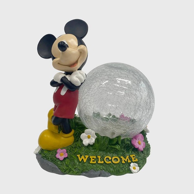 Fiberglass polyester Mickey Mouse Solar Garden Statue With Crackle Glass Ball