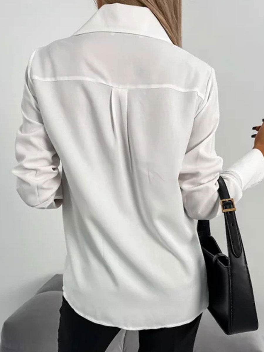 Casual Loose Solid Color Long Sleeve Blouse