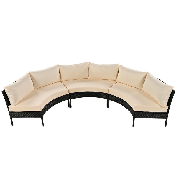 3 Piece Patio Furniture Set，Curved Outdoor Conversation Set，All Weather Sectional Sofa，Beautiful Curved Outdoor Sofa