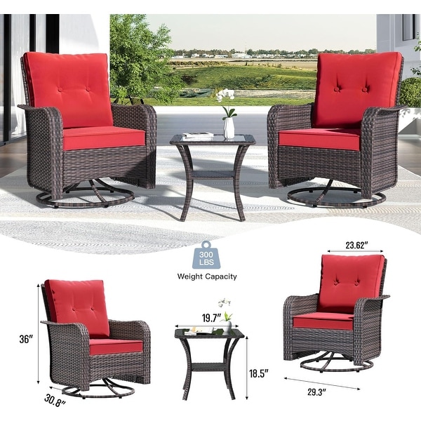 Kullavik 3 Pieces Patio Furniture Set，Outdoor Swivel Rocking Chairs