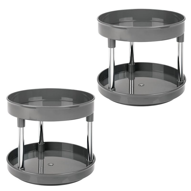 mDesign 2 Level Food Storage Lazy Susan Turntable， 9 Round， 2 Pack