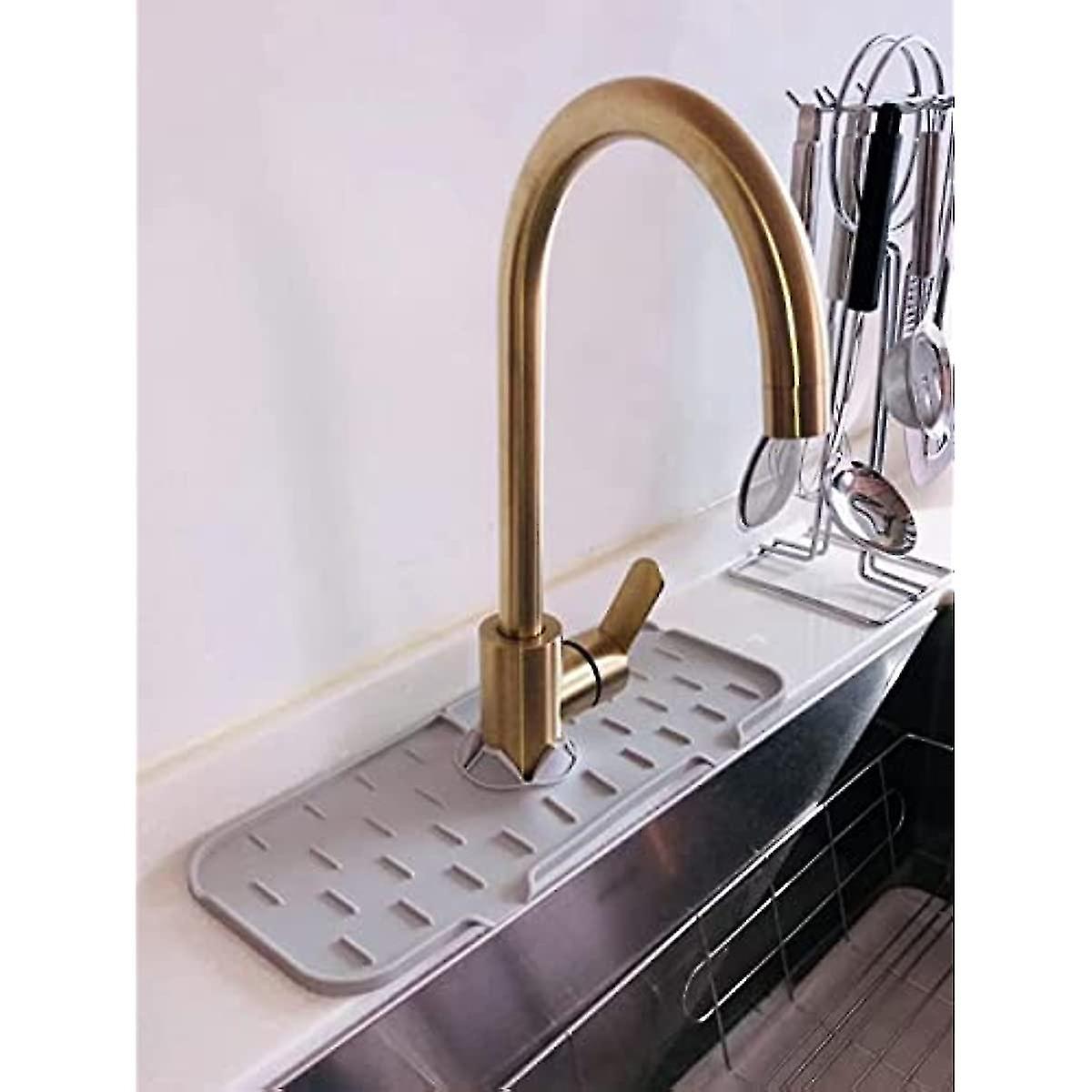 2x Faucet Absorbent Mat Kitchen Faucet Sink Splash Guard 37x14cm Washable Tap Absorption Mat Silicone Splash Guard For Sinks  Washable Faucet Dish Dry