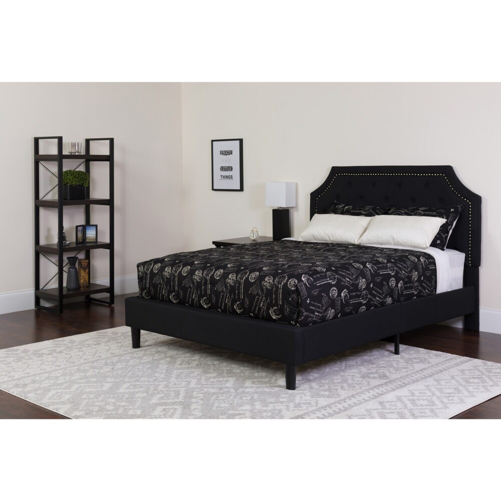 Arched Tufted Platform Bed and Memory Foam Pocket Spring Mattress