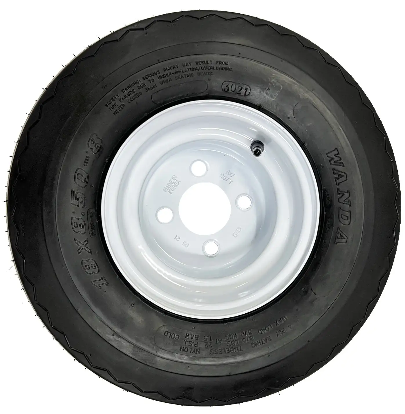 Pre-Mounted Golf Cart Tire On Rim 18 X 8.5 X 8 18X8.50-8 White 4 Lug Fits EZGO