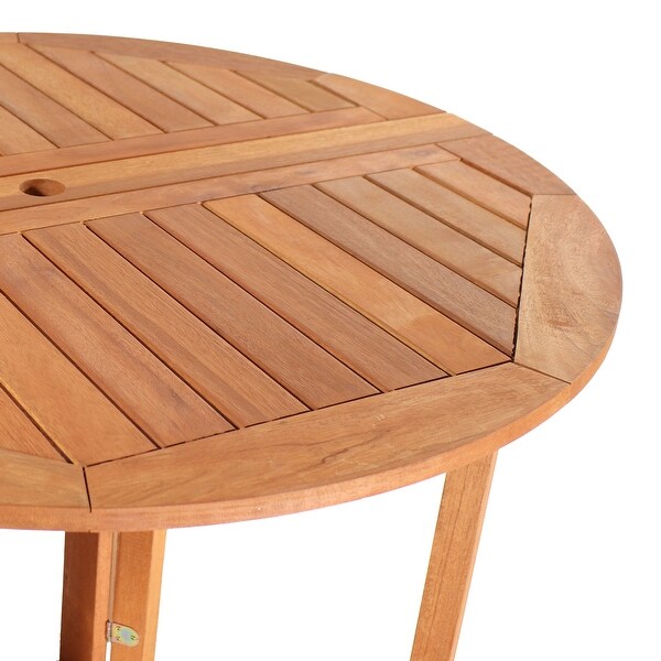 Malaysian Hardwood Folding Gateleg Patio Round Dining Table