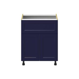 J COLLECTION Devon 27 in. W x 24 in. D x 34.5 in. H Painted Blue Shaker Assembled Base Kitchen Cabinet with 10 in. Drawer DSB27A-DV