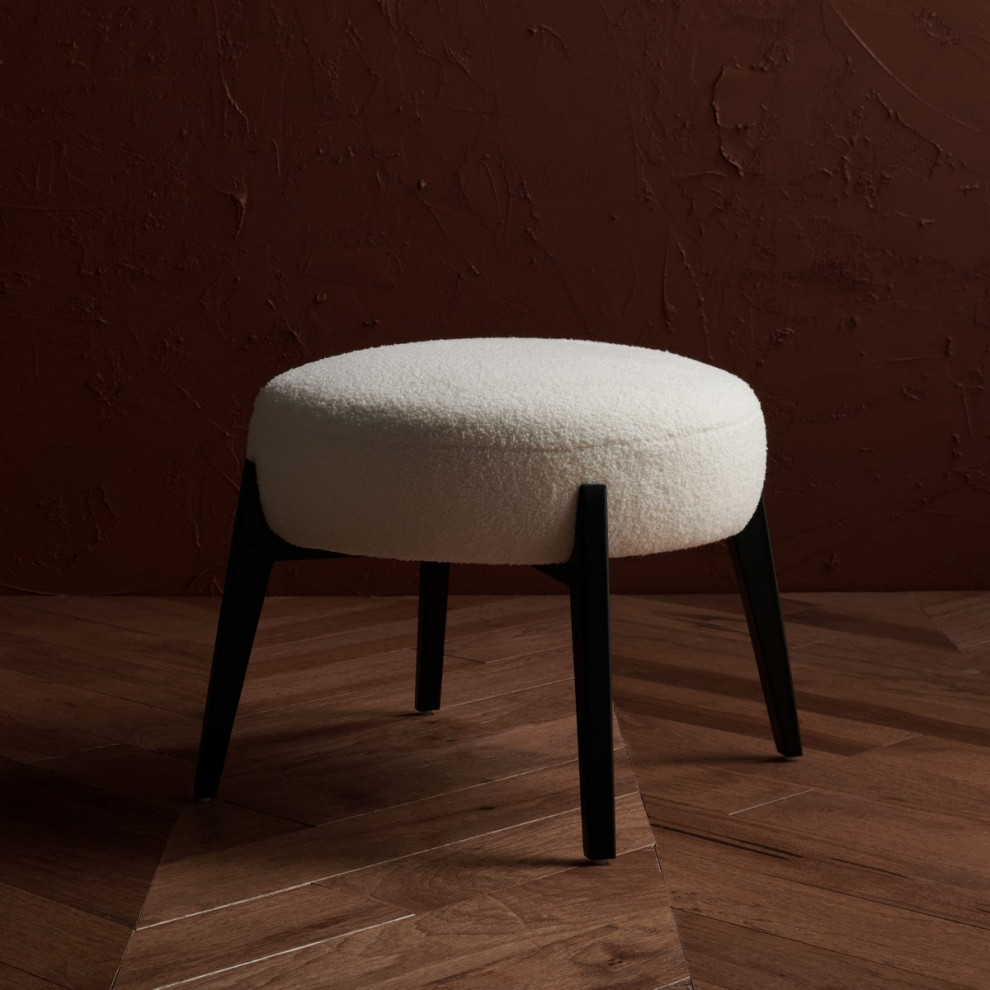 Safavieh Couture Emilynn Scandinavian Ottoman Ivory/Black   Midcentury   Footstools And Ottomans   by Safavieh  Houzz