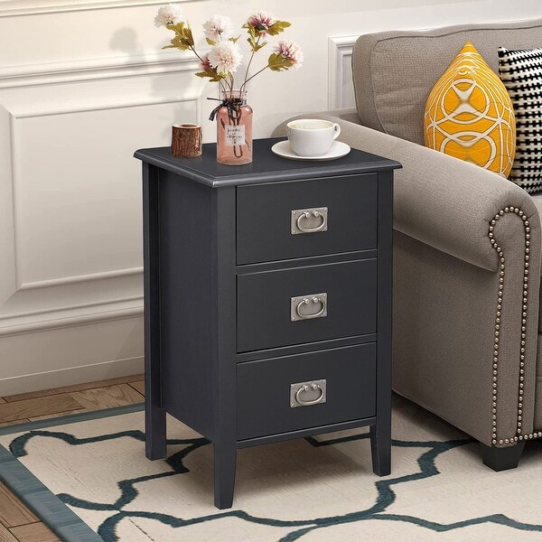 VECELO Modern Nightstands with 3-Drawers - - 33563197