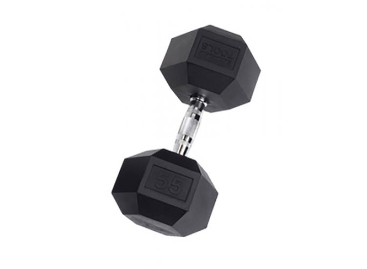 Body-Solid 55 lb Rubber Hex Dumbbell (Each)