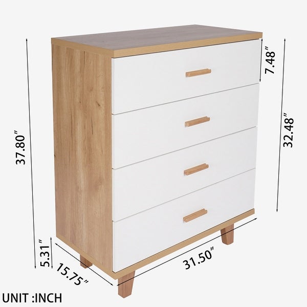 Wooden Dresser Storage Cabinet with 4 Drawers - - 37074802