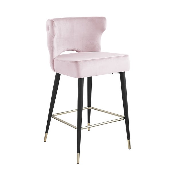 Set of 2 Contemporary Velvet Upholstered Stool with Metal Legs