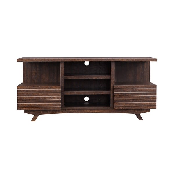 OS Home Model Mid Century Media Console in Rough Sawn Cherry Finish - 54 Inches in Width