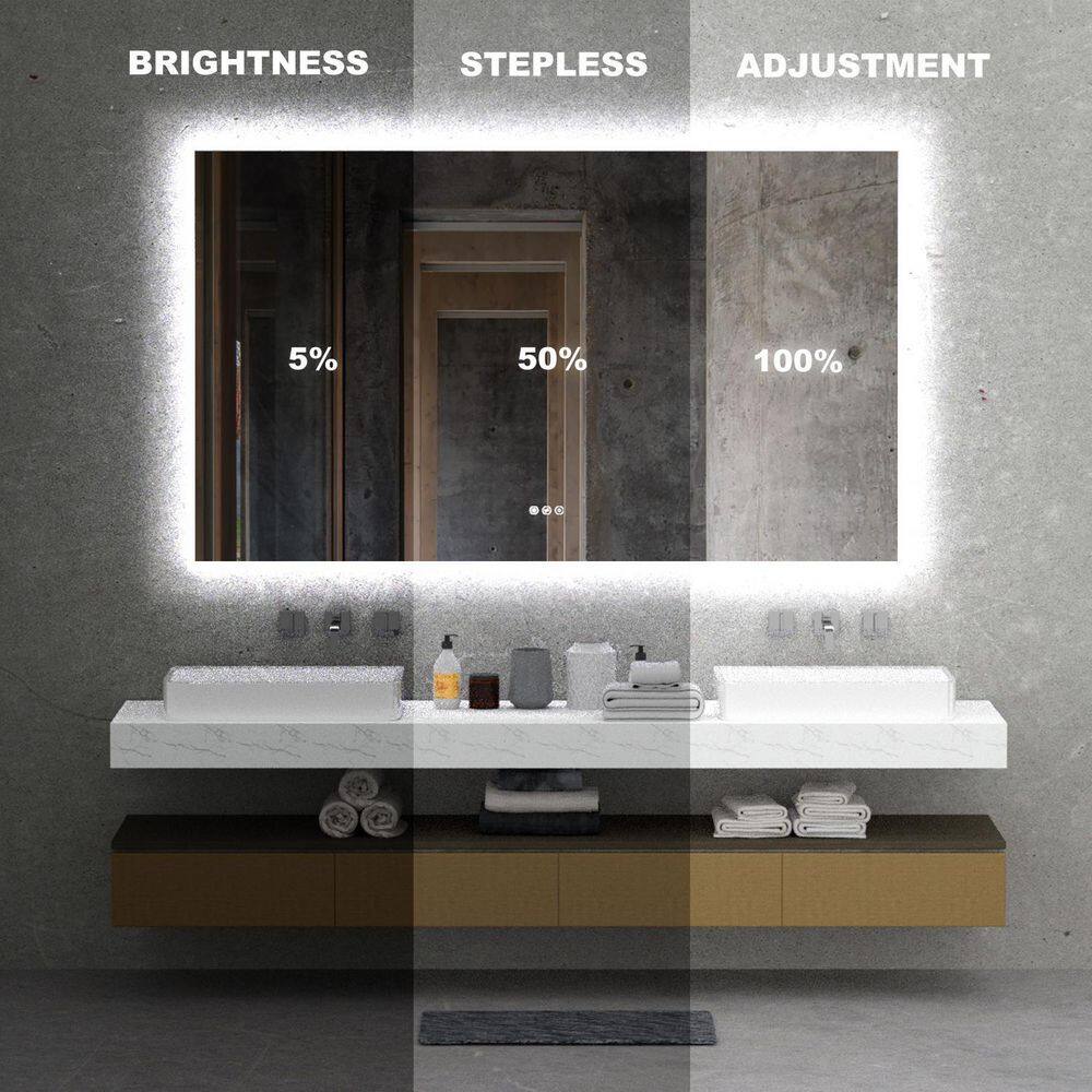niveal 60 in. W x 36 in. H Rectangular Frameless LED Wall Bathroom Vanity Mirror LMO04-6036DF2