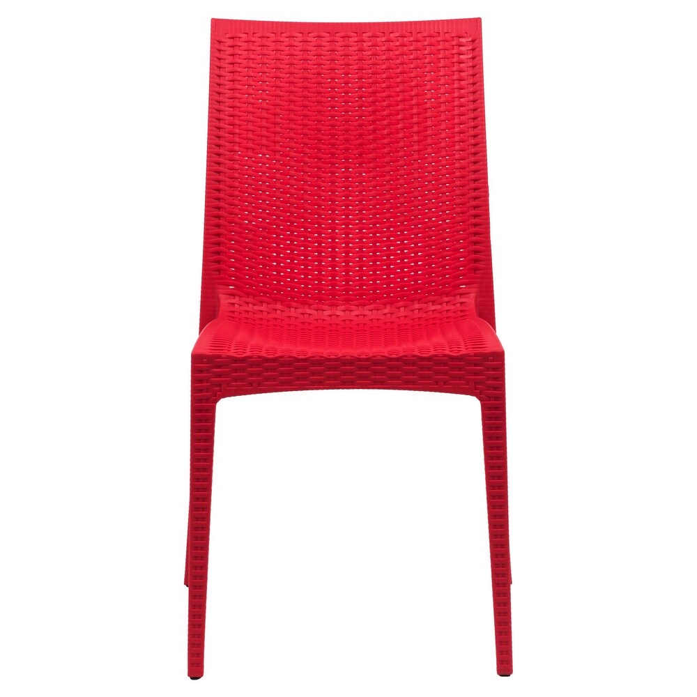 LeisureMod Mace Weave Design Outdoor Patio Dining Chair (Set of 2)