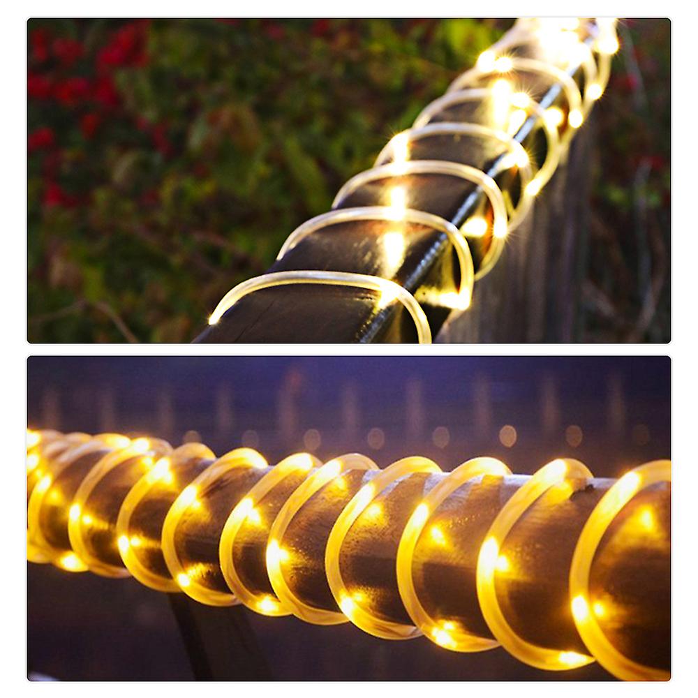 Warm White Solar Led Rope Lights Christmas Decorative Light 32.8ft 100 Leds Remote Control 8 Light Modes Timing Function Dimmable Warm White Indoor and