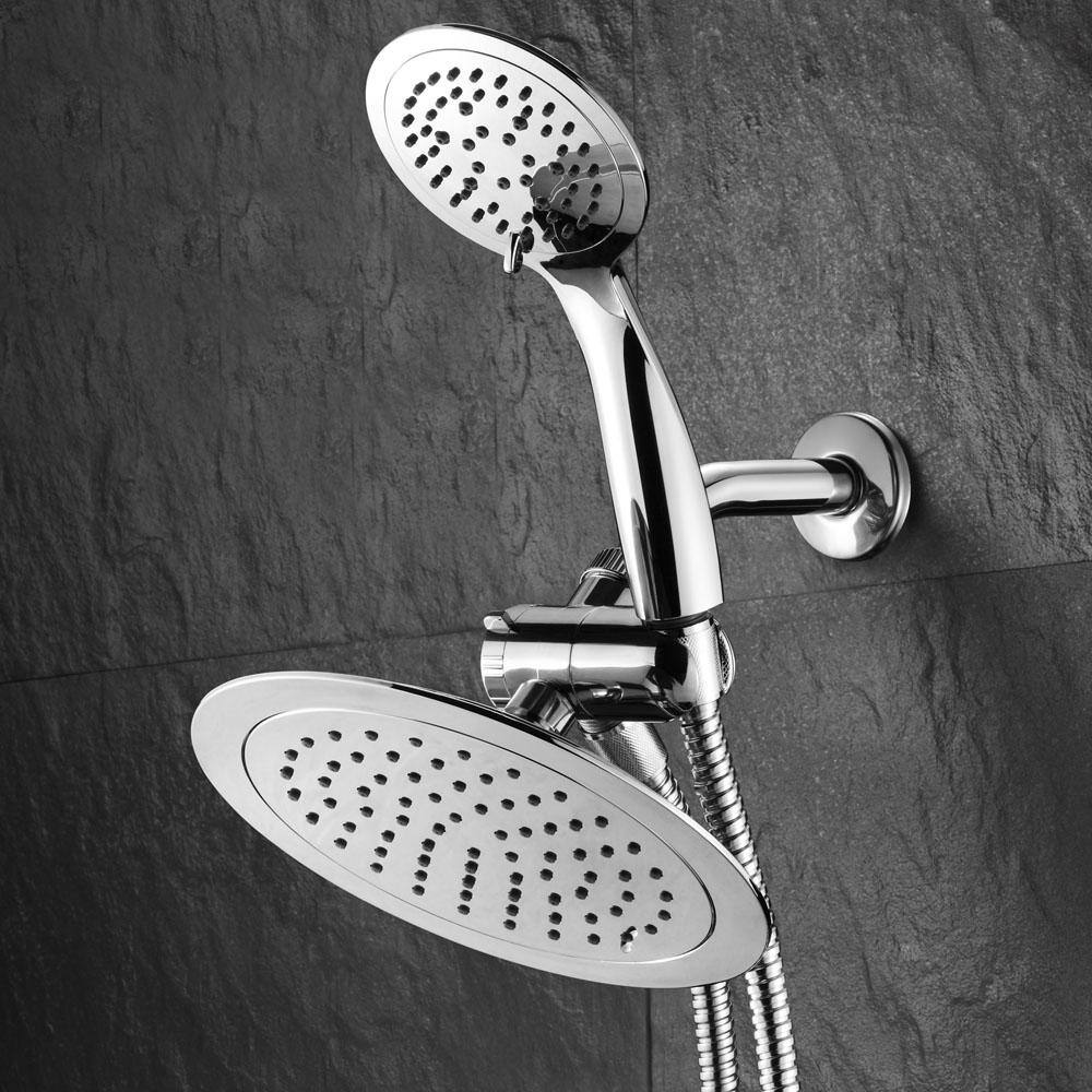 5-spray 8 in. Dual Shower Head and Handheld Shower Head with Waterfall in chrome 21442