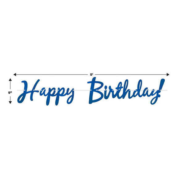 Beistle 53385 B Foil Happy Birthday! Streamer  blu...