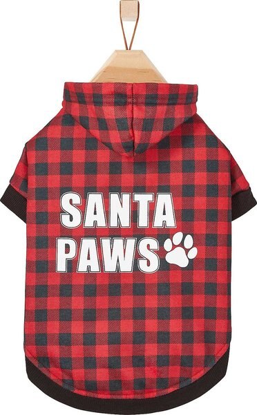 Frisco Plaid Santa Paws Dog and Cat Hoodie