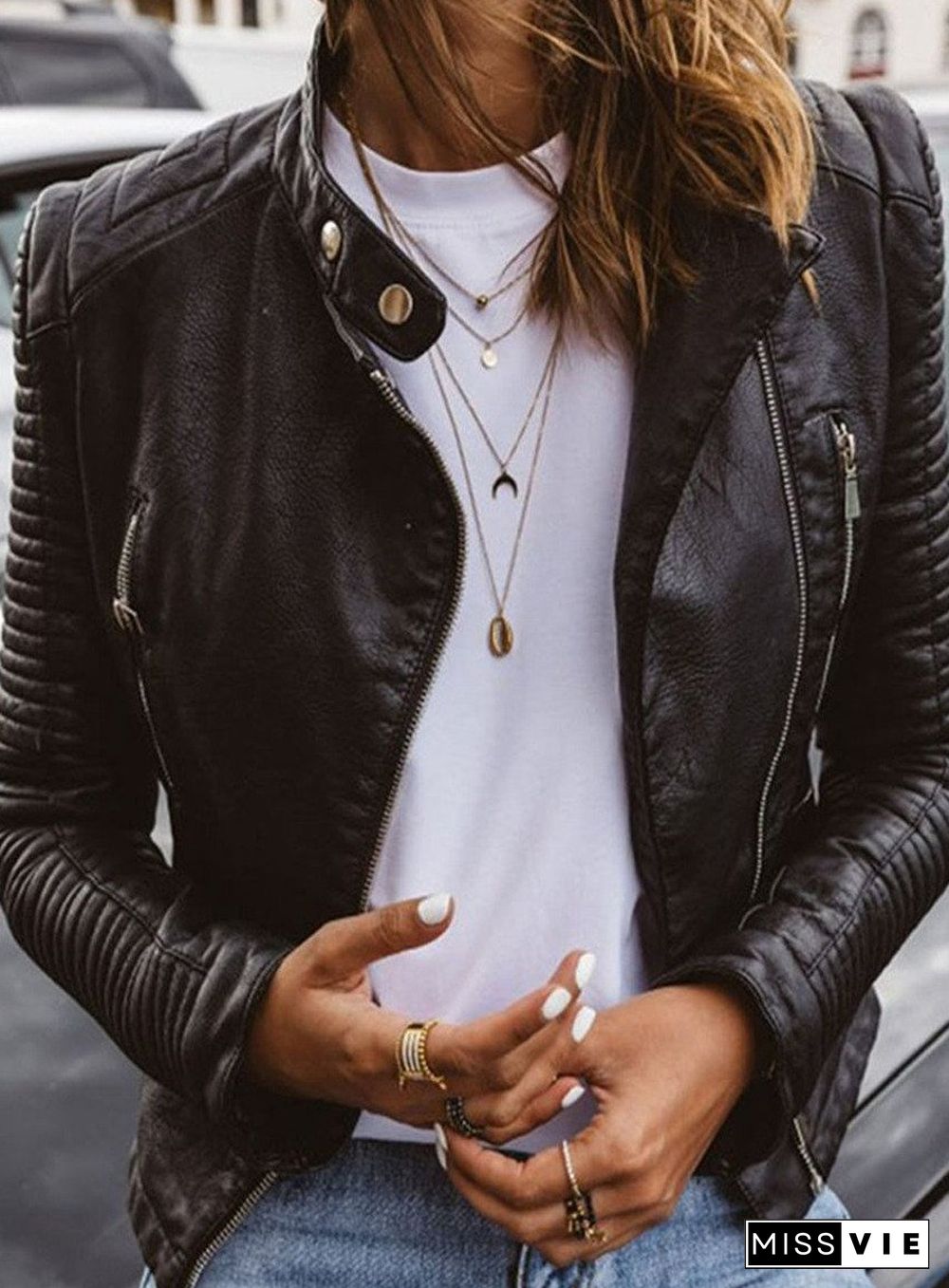 Short Fashionable Leather Jacket