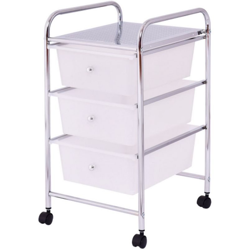 3-Drawer Rolling Storage Cart with Plastic Drawers