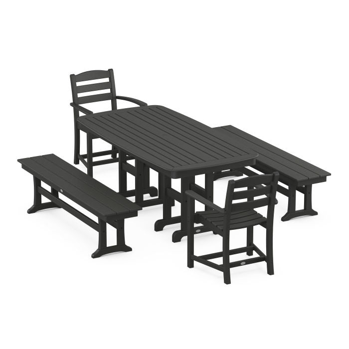 Polywood La Casa Café 5-Piece Dining Set with Benches PWS1268-1