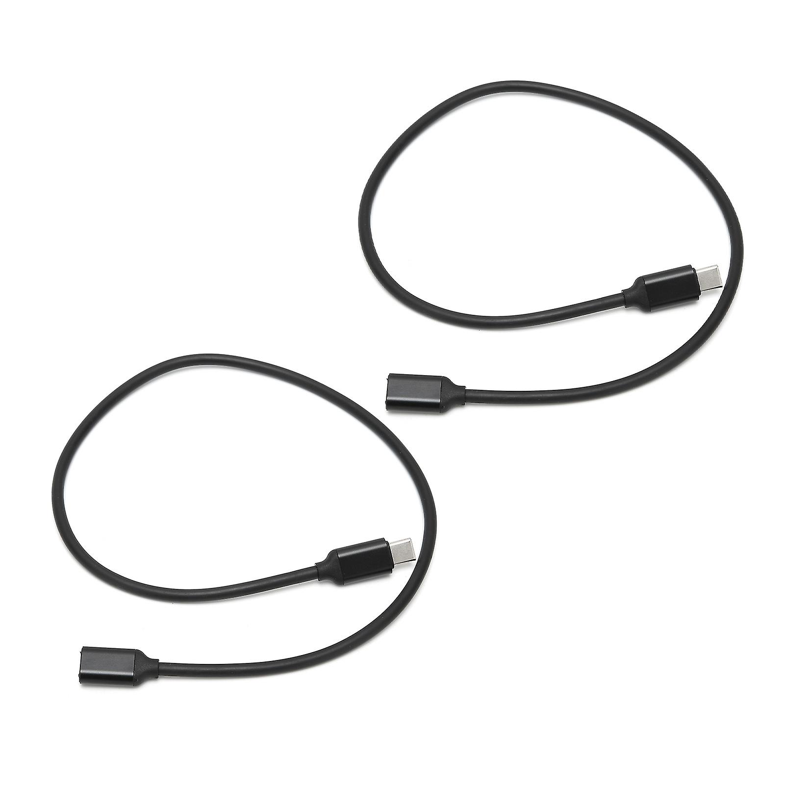 2pcs Type-c Male To Female Extension Cable Pd Power Connector Extension Cord Black1m / 3.3ft