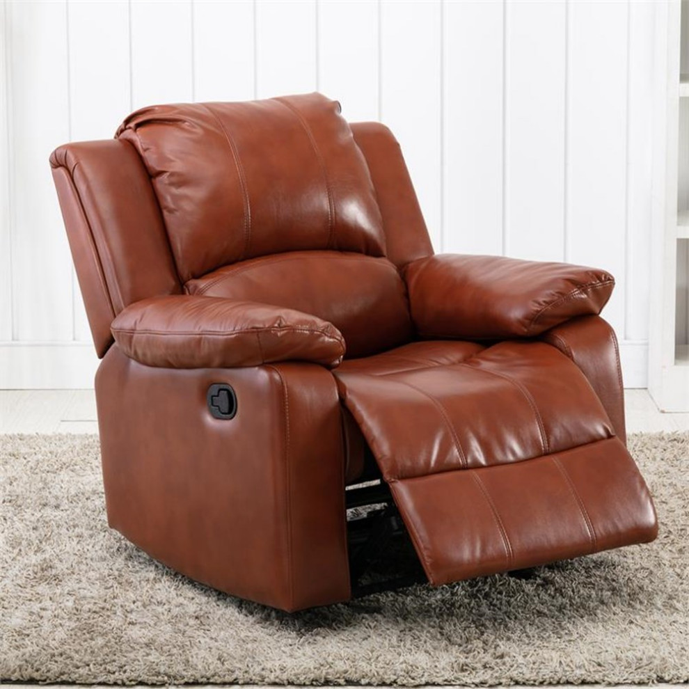 Home Square Faux Leather Glider Rocker Recliner in Caramel   Set of 2   Contemporary   Recliner Chairs   by Homesquare  Houzz