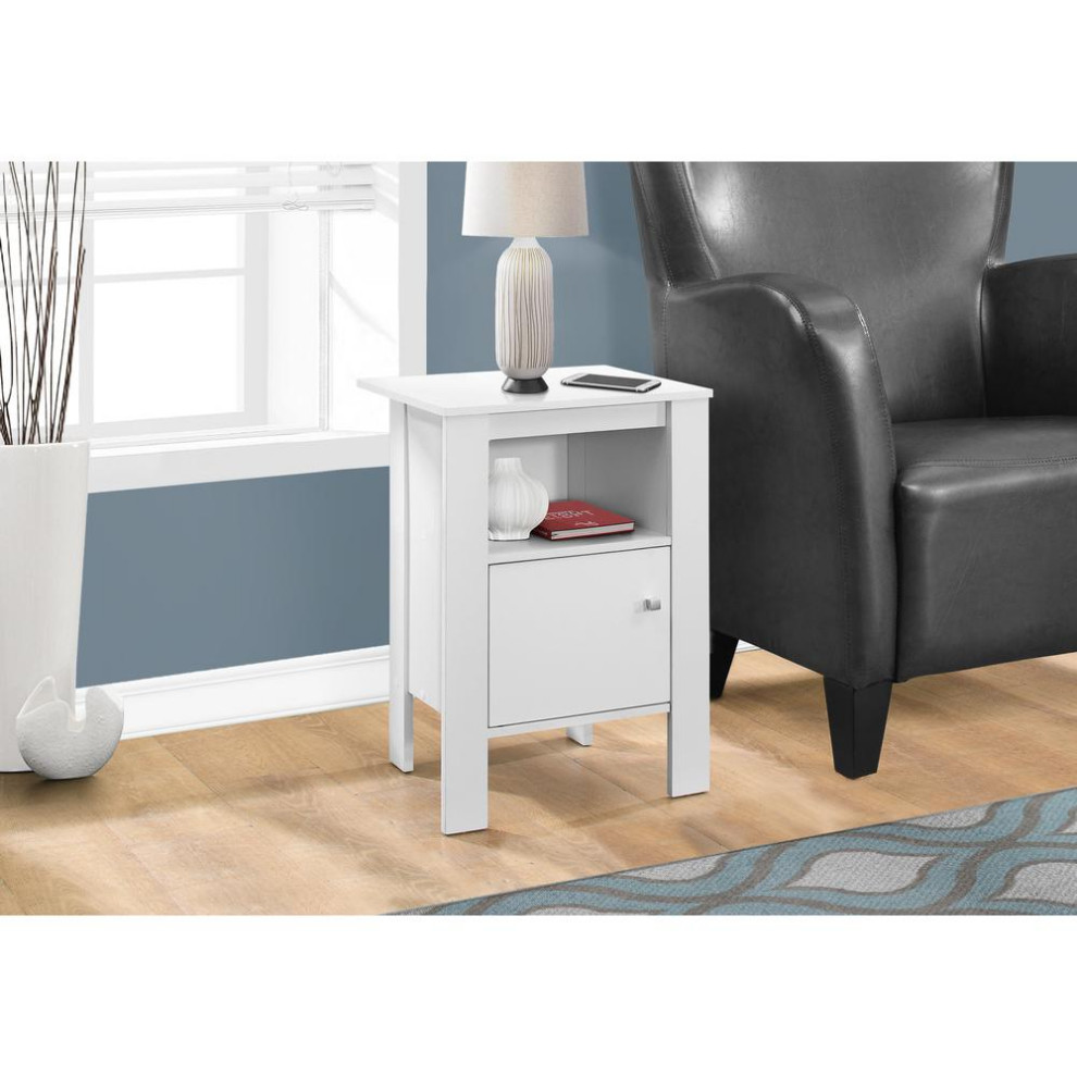 Accent Table   White Night Stand With Storage   Contemporary   Side Tables And End Tables   by Homesquare  Houzz