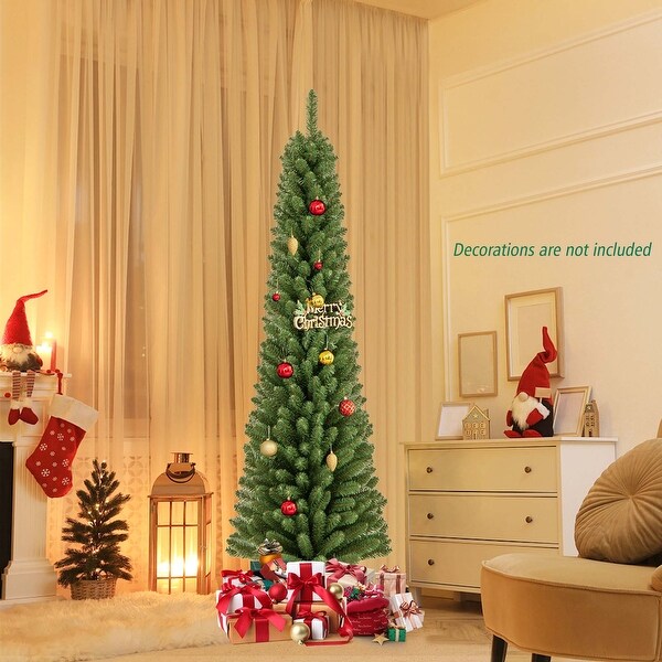 Costway 5/6/7/8 FT Pencil Christmas Tree Artificial Xmas Tree with