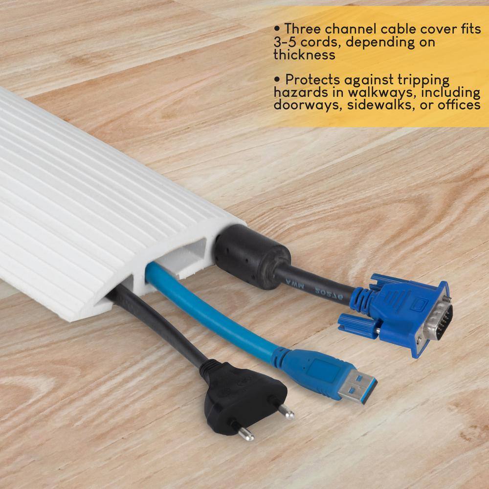 Stalwart 4 ft. 3-Channel Floor Cord Protector in White NNGSR105