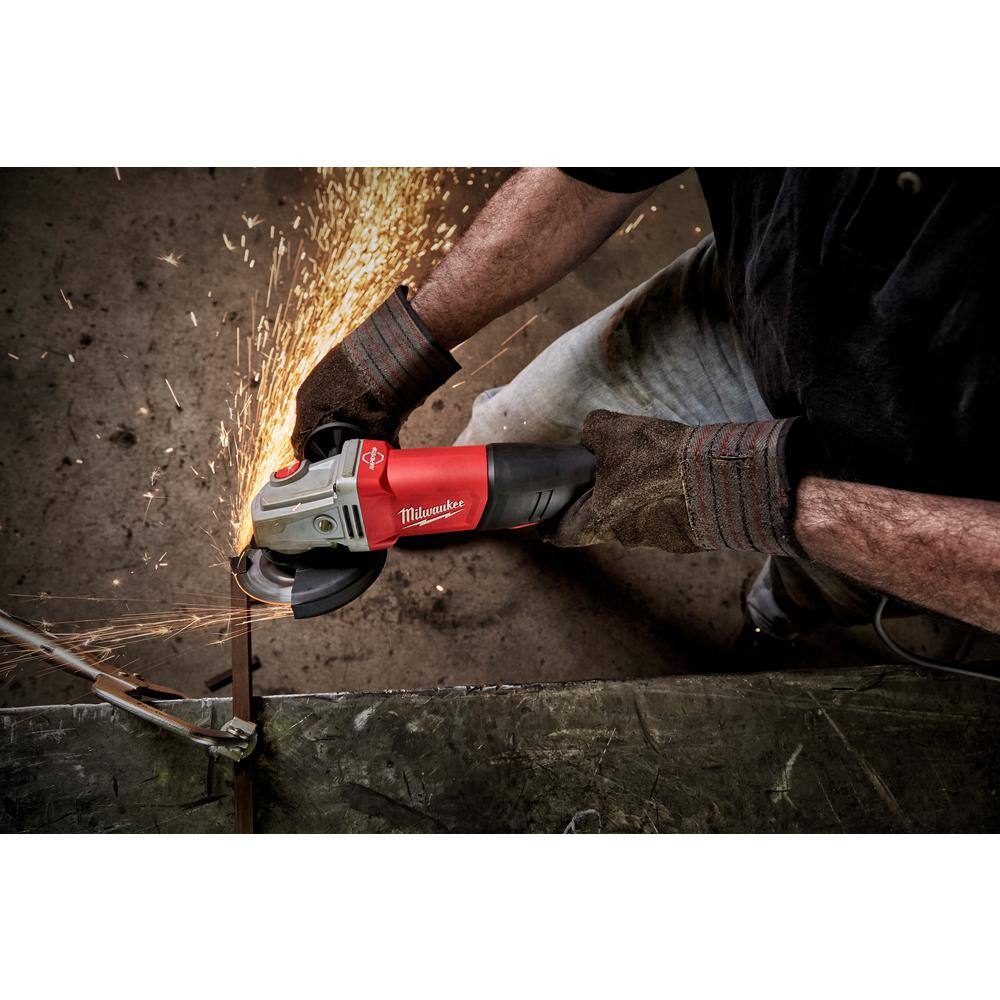 MW 11 Amp Corded 4-12 in. or 5 in. Braking Small Angle Grinder Paddle with No-Lock 6143-31