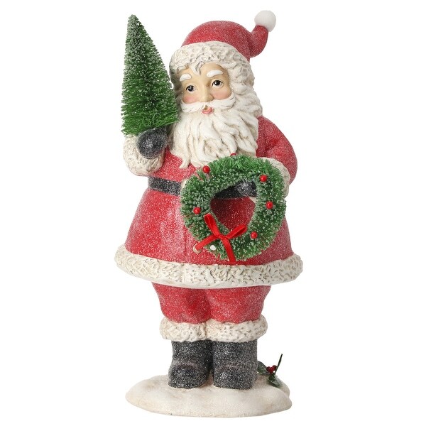 10.5 Resin Santa With Sisal Tree Wreath