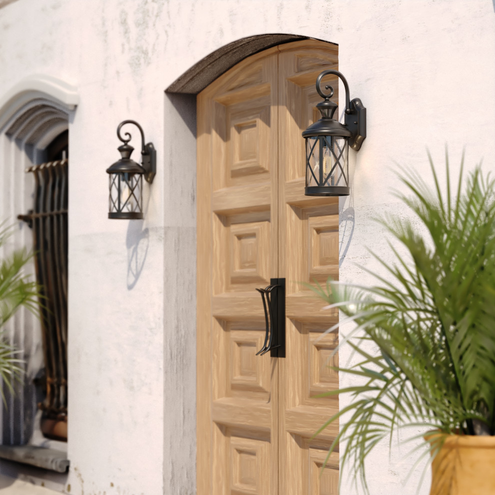 Henderson Black Motion Sensor Dusk to Dawn Outdoor Wall Light   Traditional   Outdoor Wall Lights And Sconces   by Better Living Store  Houzz