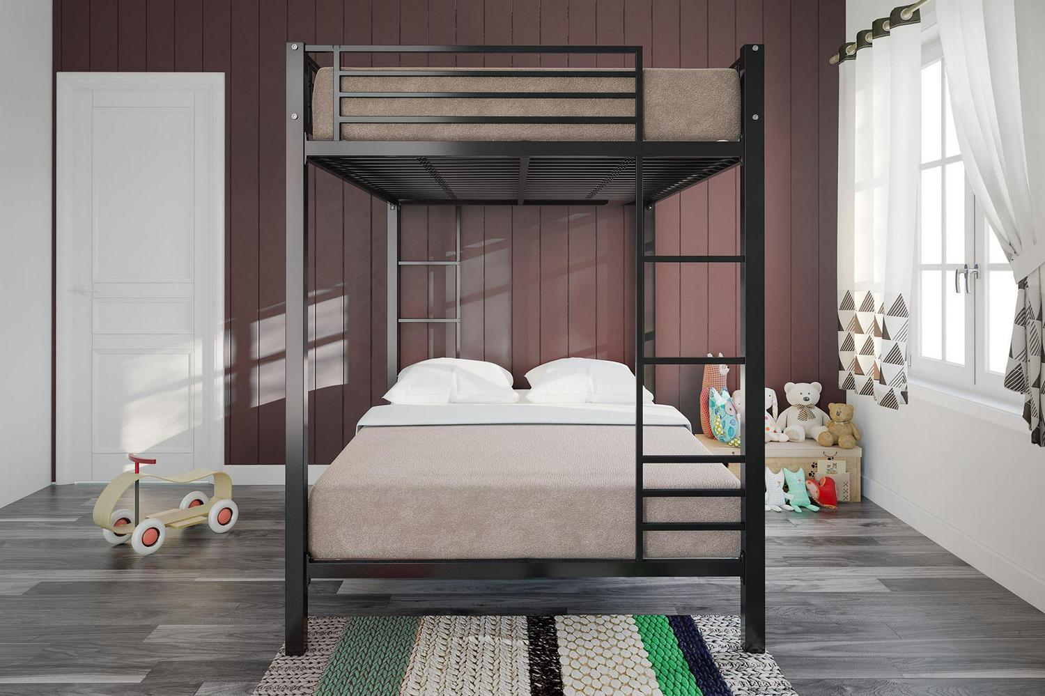 DHP Sidney Full over Full Metal Bunk Bed， Black