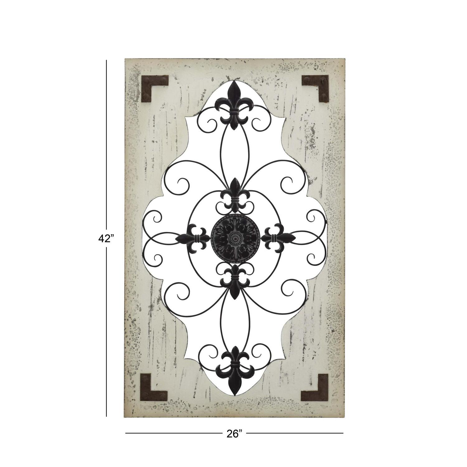 DecMode Cream Wood Scroll Wall Decor