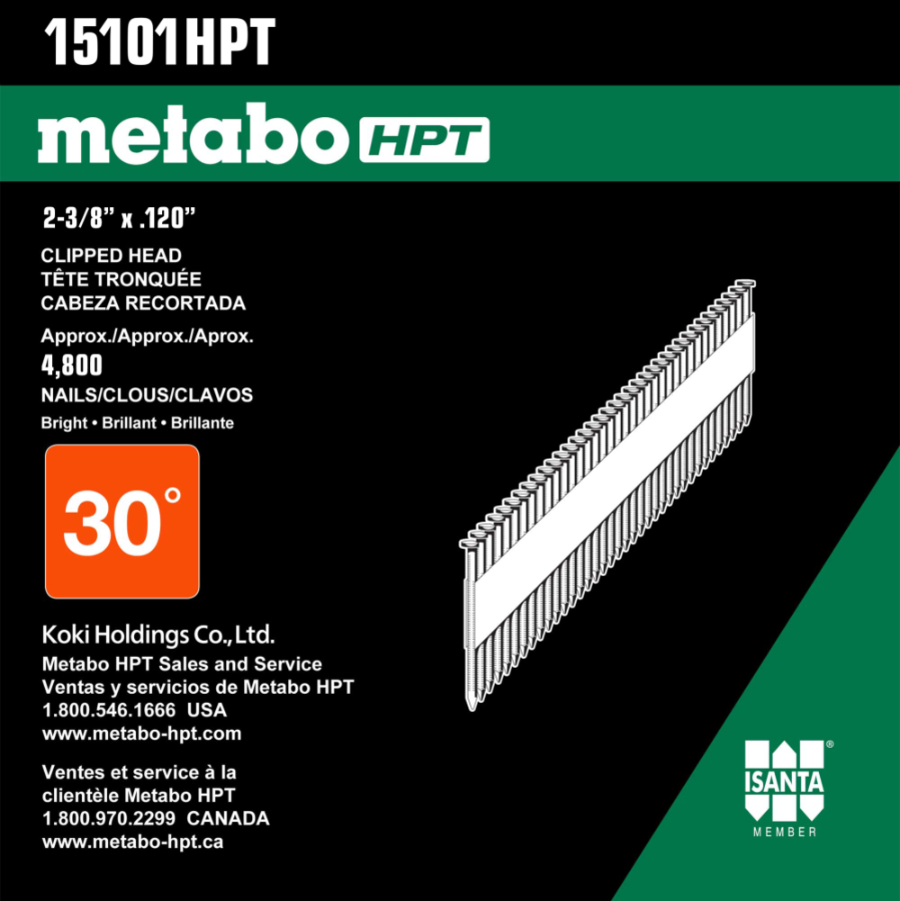 Metabo HPT 2-3/8 In. x.120 Ring Bright Basic Clipped Head Fastener 15101HPT from Metabo HPT